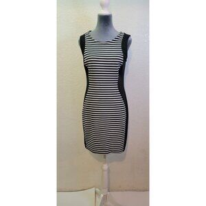 ENFOCUS PETITE Sexy Stretch BLACK & WHITE Jacquard Stripped Dress Size 8P